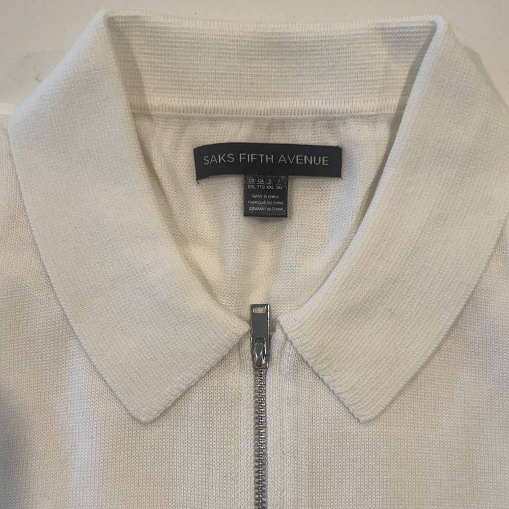 Saks Fifth Avenue Men's Off-White Zip-Up Sweater